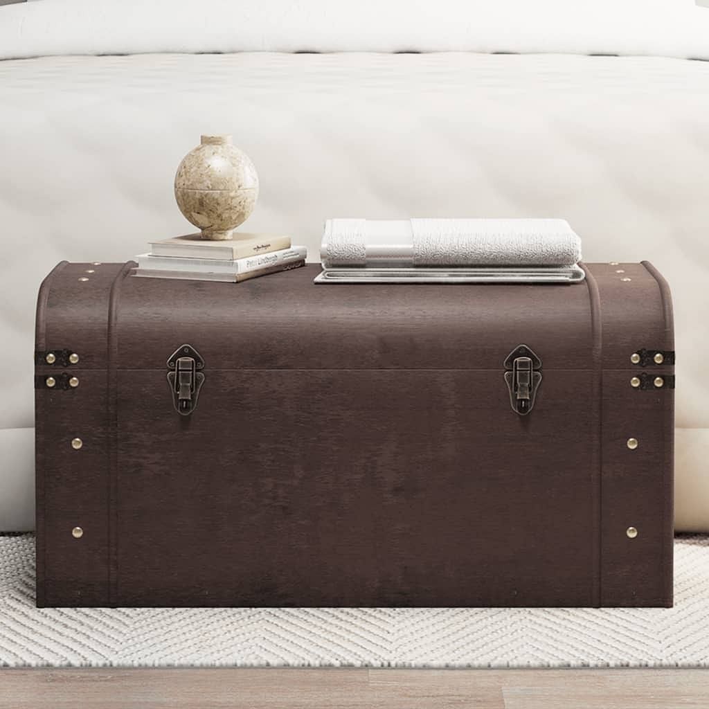 Treasure chest dark brown plywood, fir veneered engineered wood