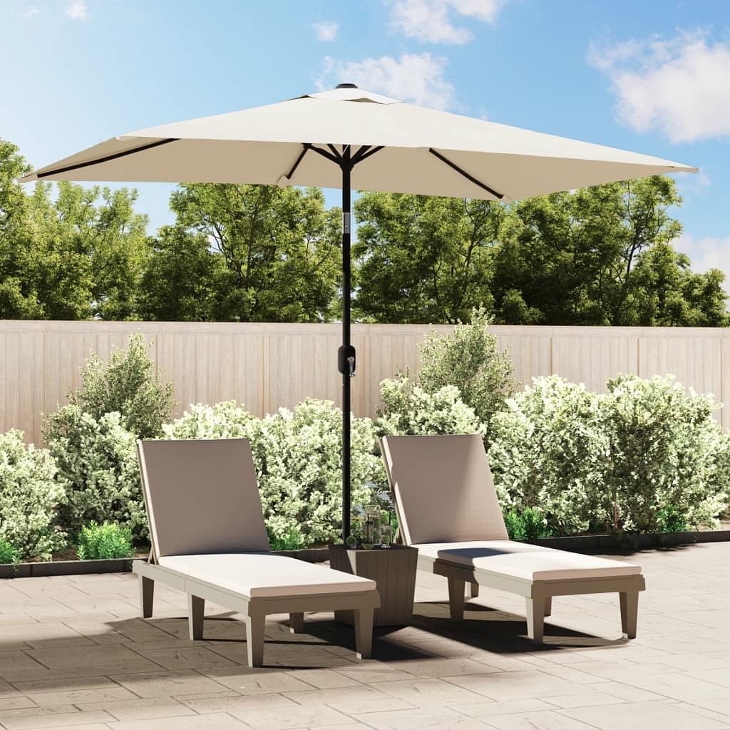 Garden parasol sandy white 100% polyester, steel 78.7 x 118.1 in