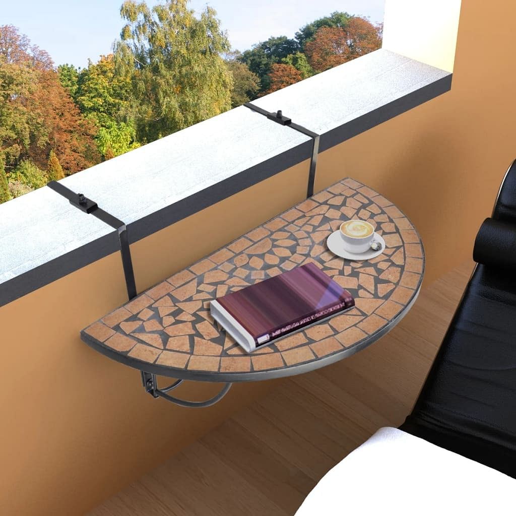 Garden table terracotta and black iron and ceramic