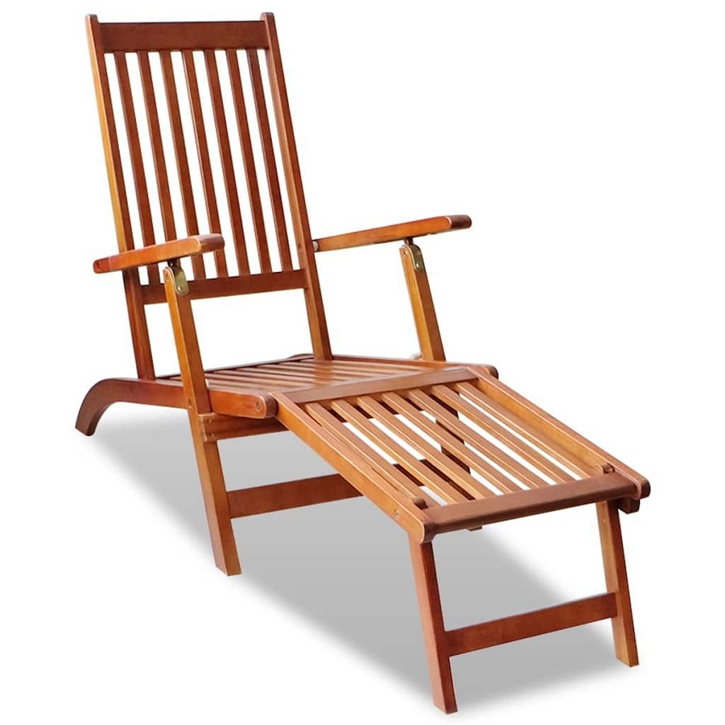 Sun lounger brown acacia hardwood standard foldable