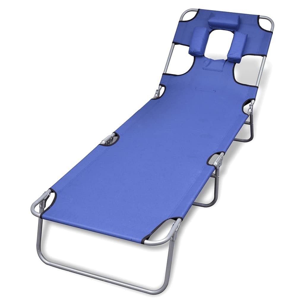 Sun lounger blue powder-coated steel, polyester