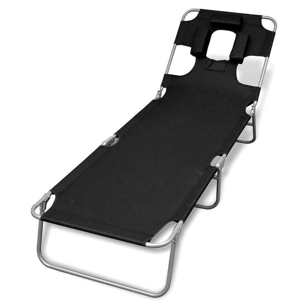 Sun lounger black powder-coated steel, polyester standard