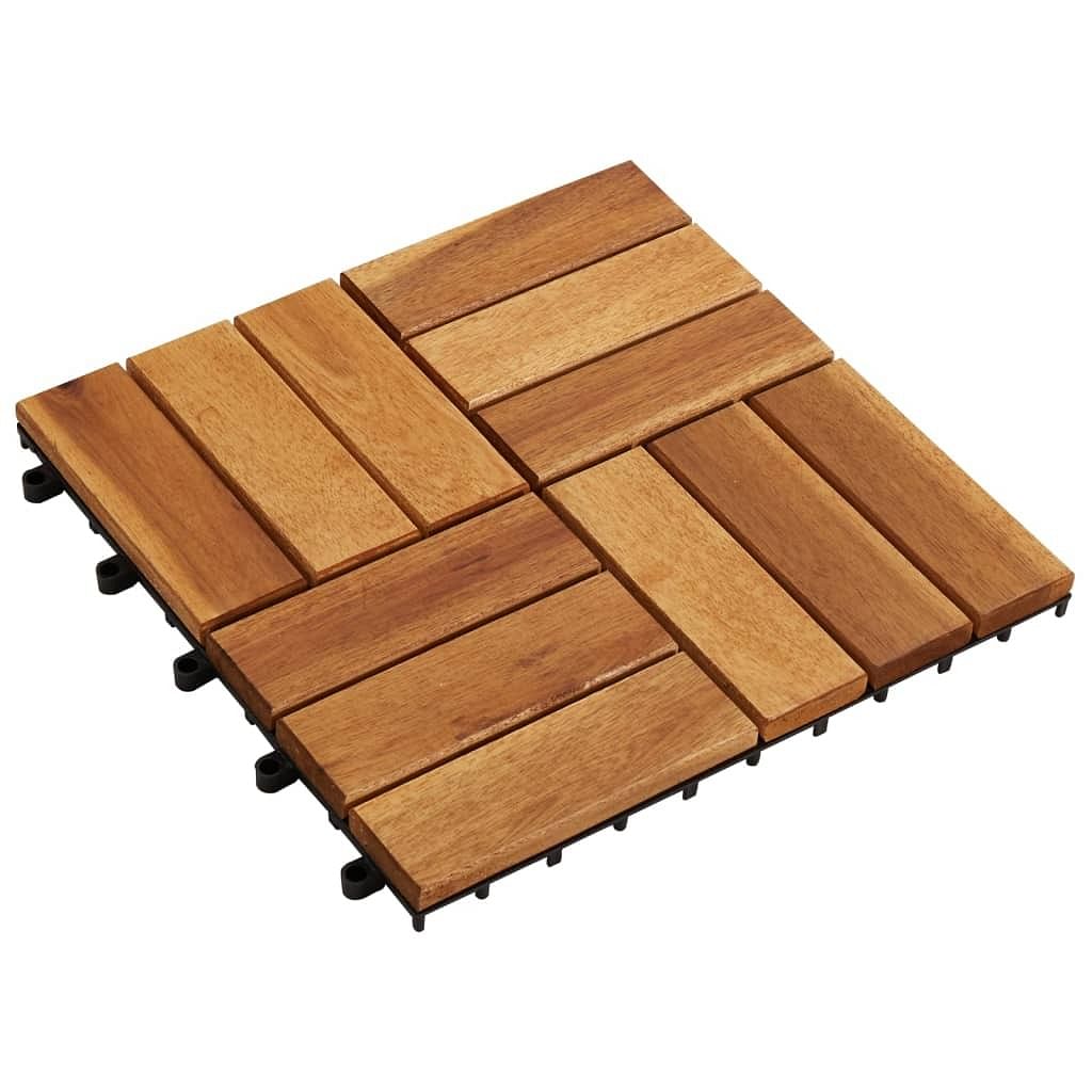 10 pcs acacia decking tiles 11.8"x11.8"