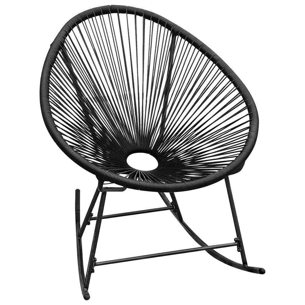 Rocking chair black pe rattan, powder-coated steel medium durable