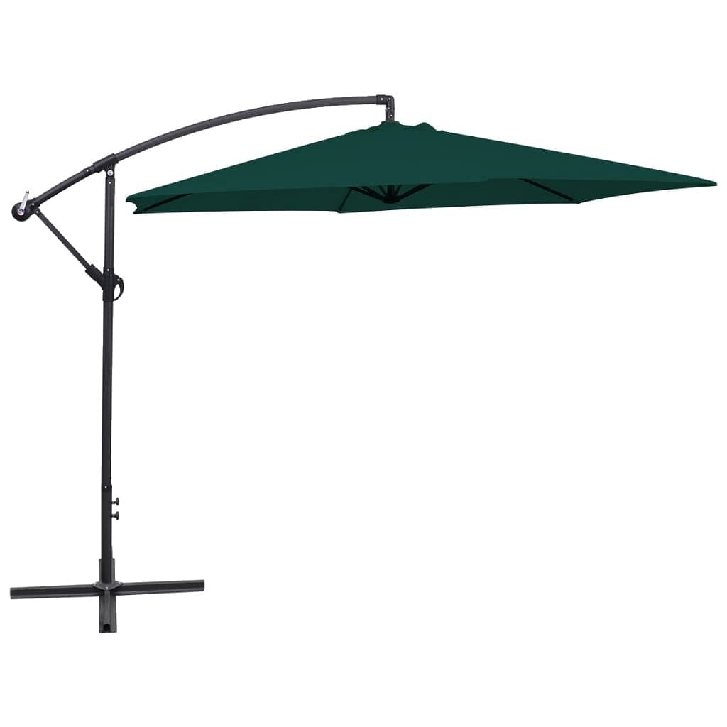 Cantilever garden parasol green polyester 9.8 ft diameter