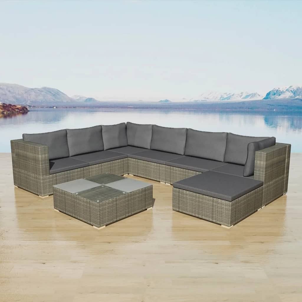 Patio furniture set 8 pieces gray