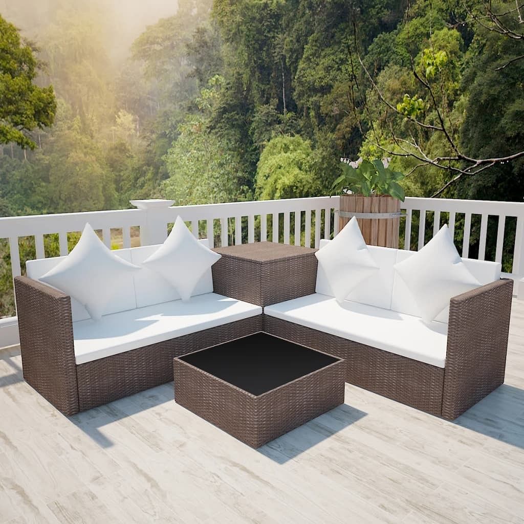 Patio furniture brown poly rattan standard modular