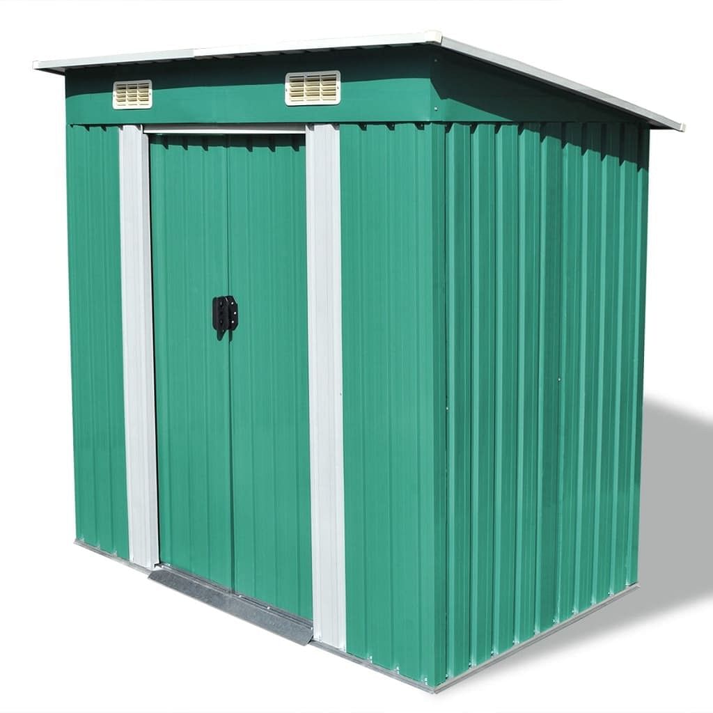Garden shed green galvanized steel medium garden shed