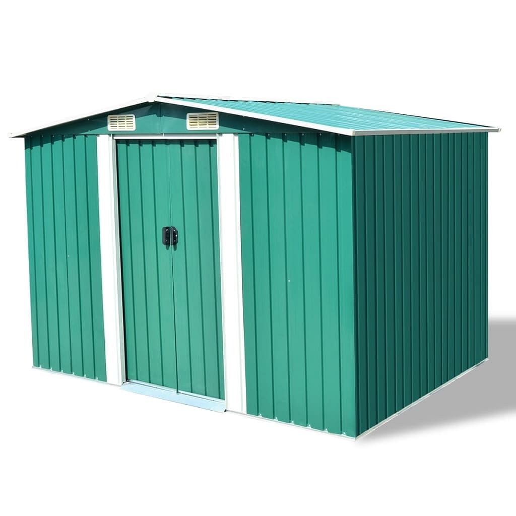 Garden shed green galvanized steel large sliding components