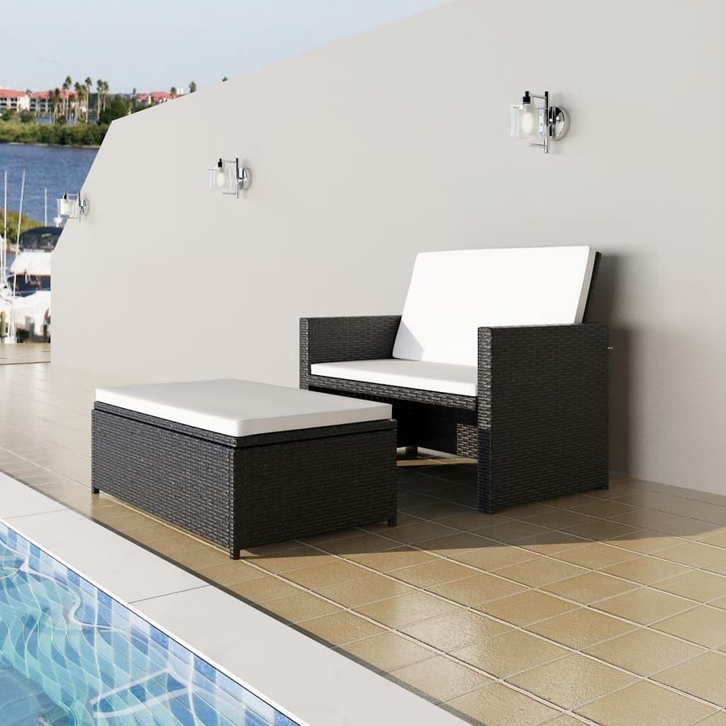 Outdoor furniture set black powder-coated steel medium