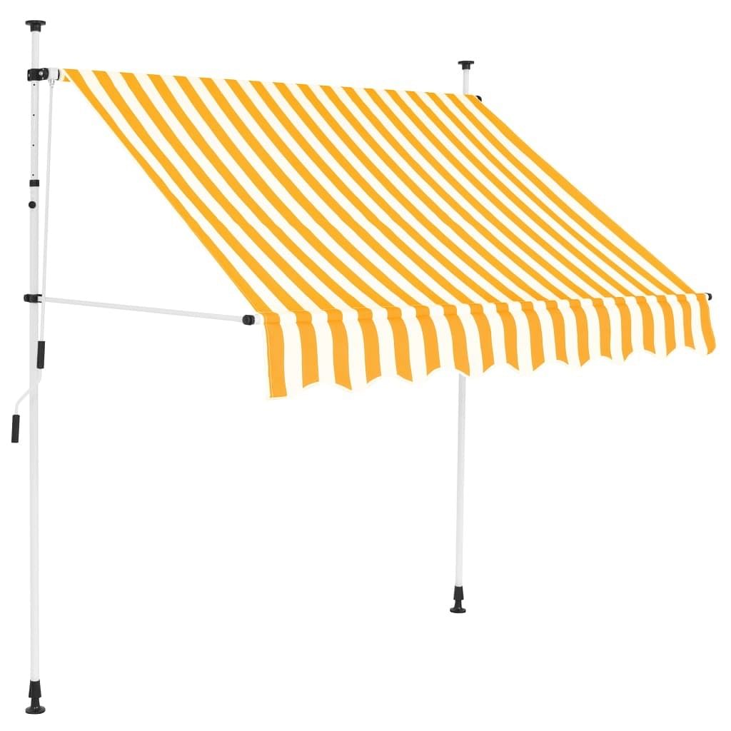Retractable awning orange and white stripes