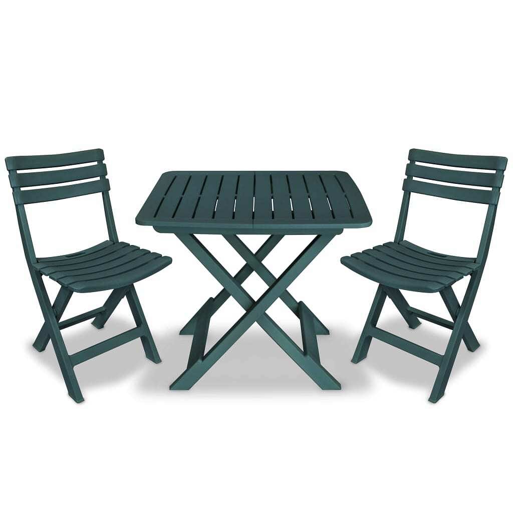 Garden furniture set green plastic small foldable bistro set