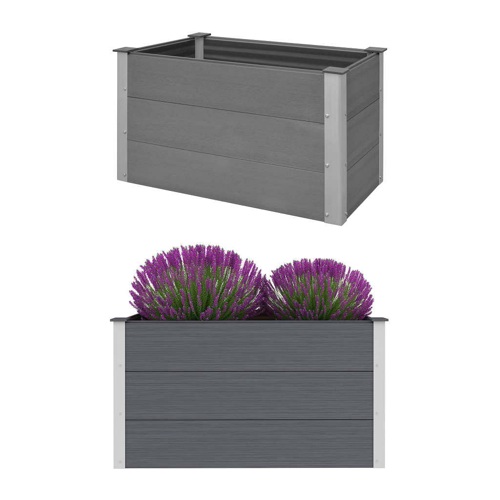 Garden raised bed grey wood-plastic composite, aluminum