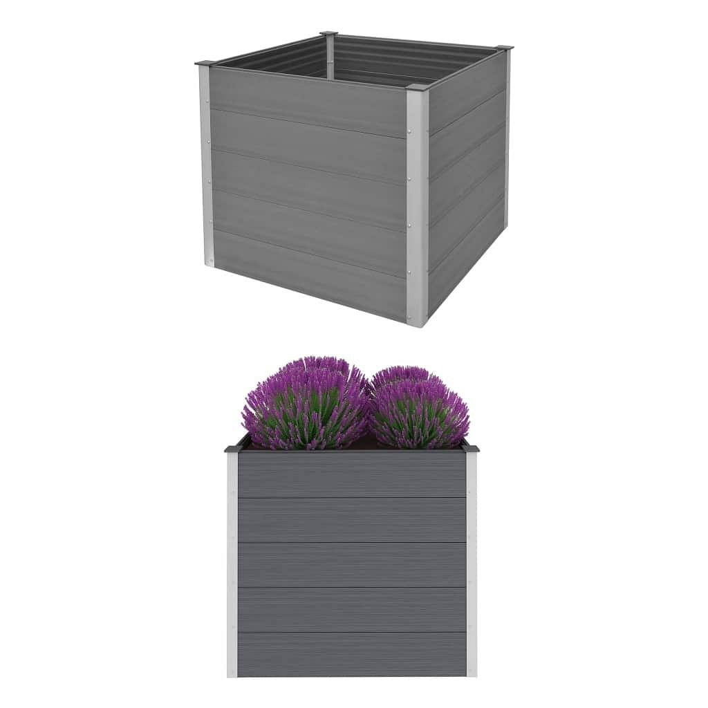 Garden raised bed grey wood-plastic composite, aluminum
