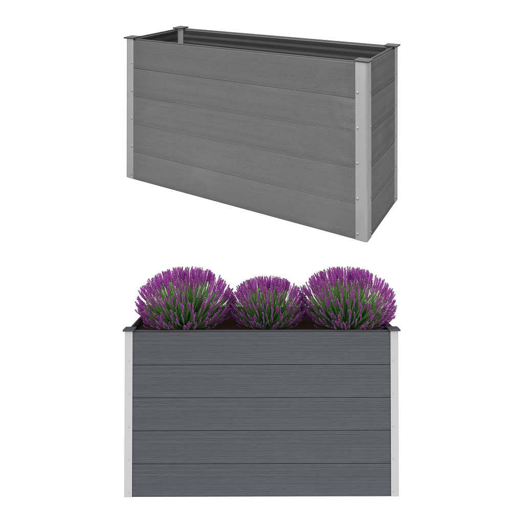 Garden raised bed grey wood-plastic composite 59.1x19.7x35.8 in