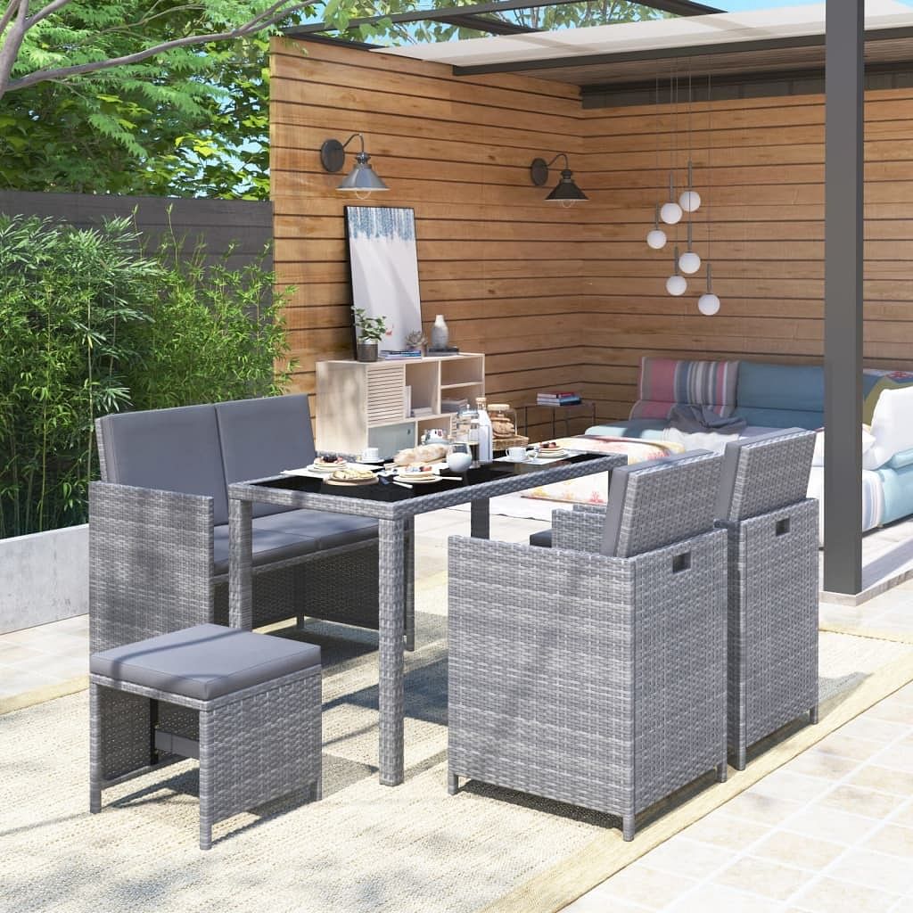 Garden dining set mixed grey