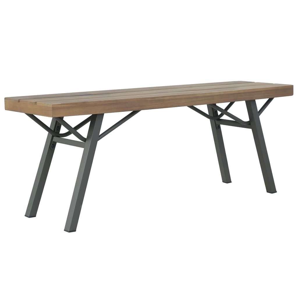 Garden bench brown and gray solid acacia wood and steel 47.2 in