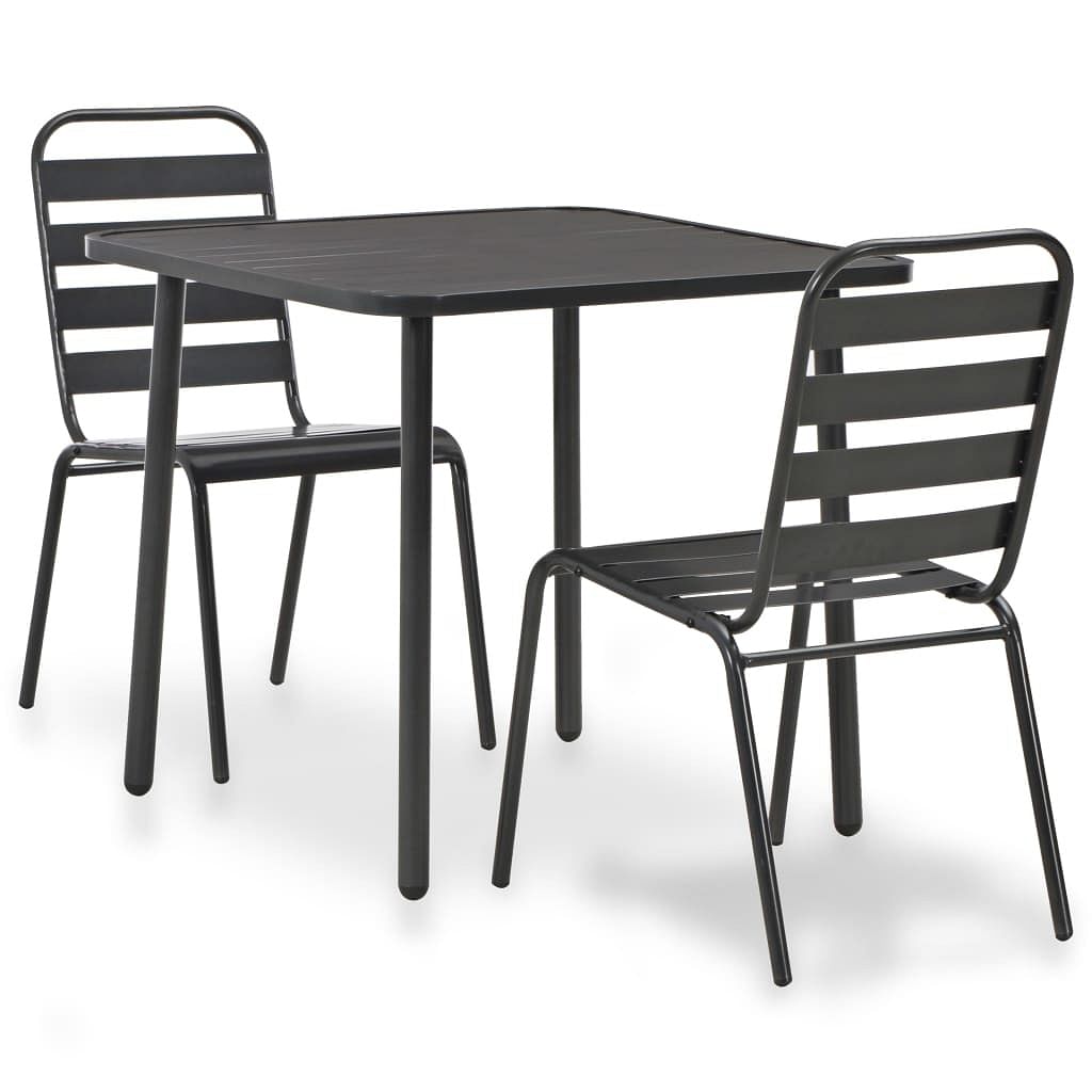 Bistro set dark grey e-coated and powder-coated steel standard