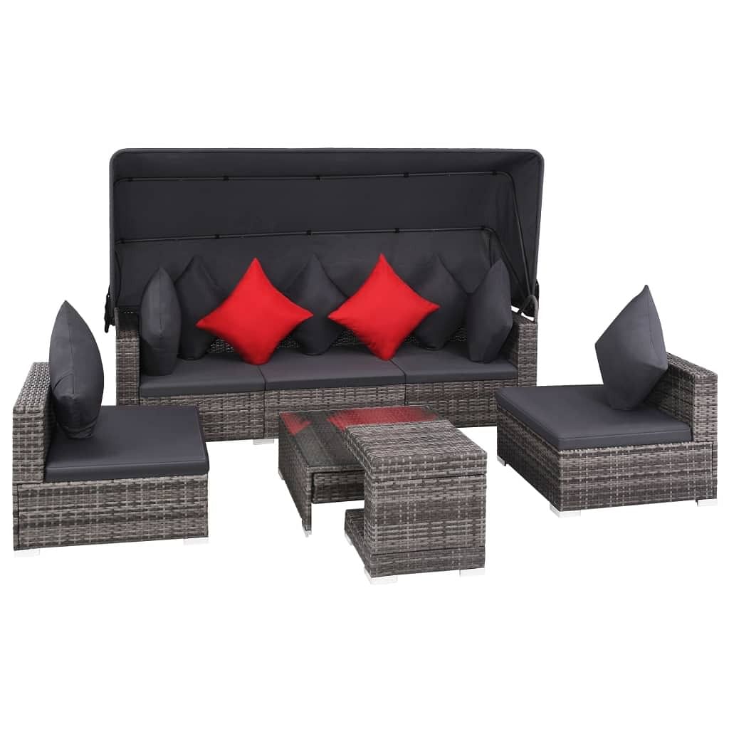 Rattan sofa set grey & dark grey