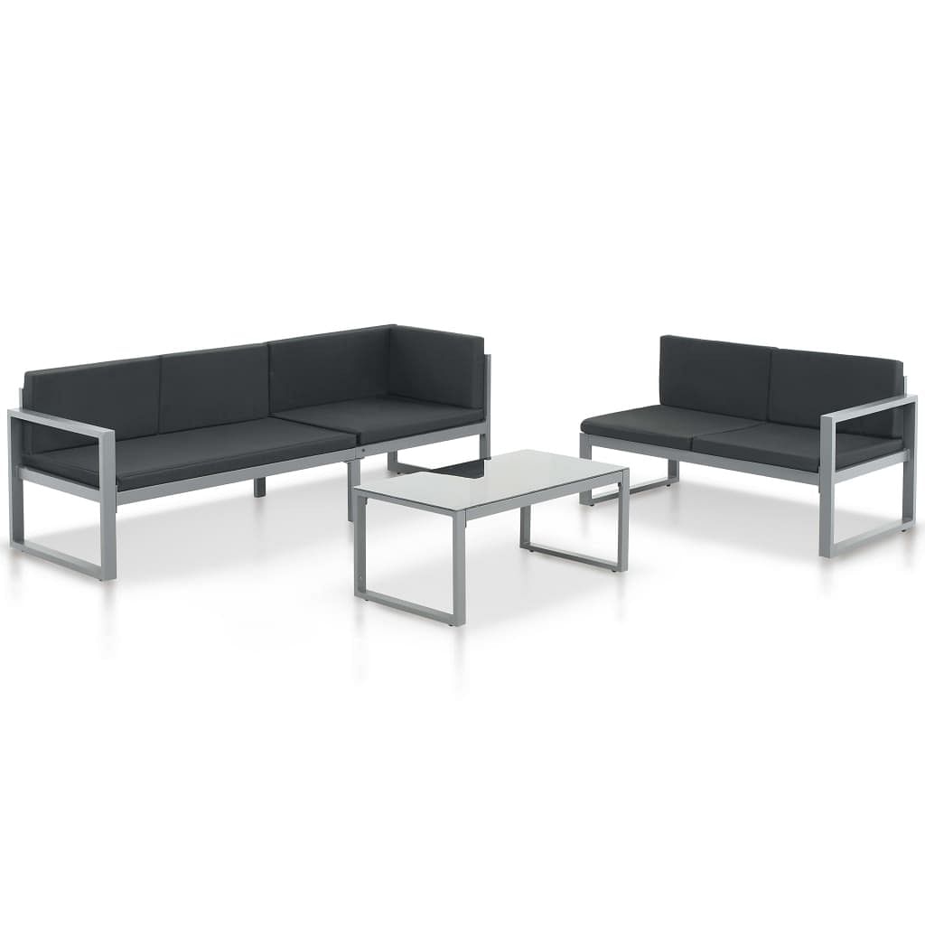 Outdoor furniture black powder-coated aluminum, polyester, glass