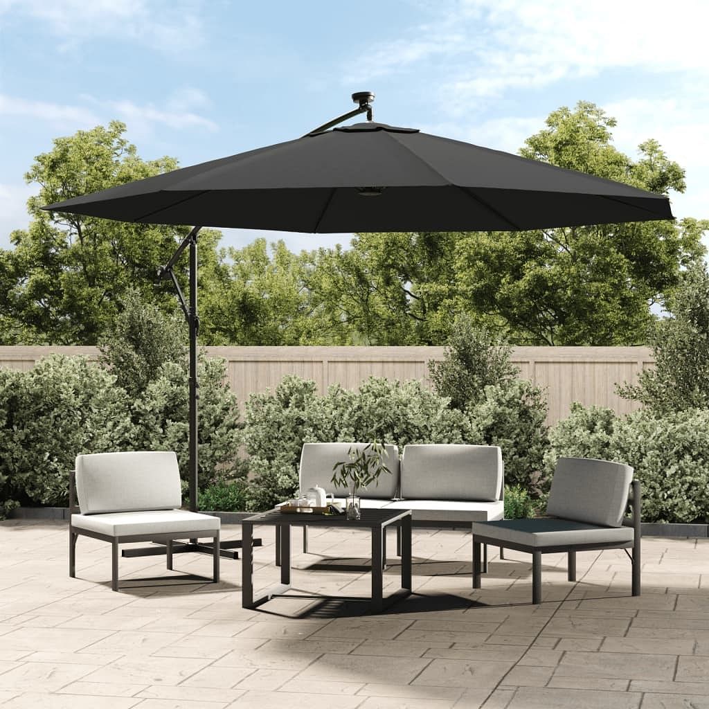 Cantilever garden parasol anthracite polyester fabric and metal pole