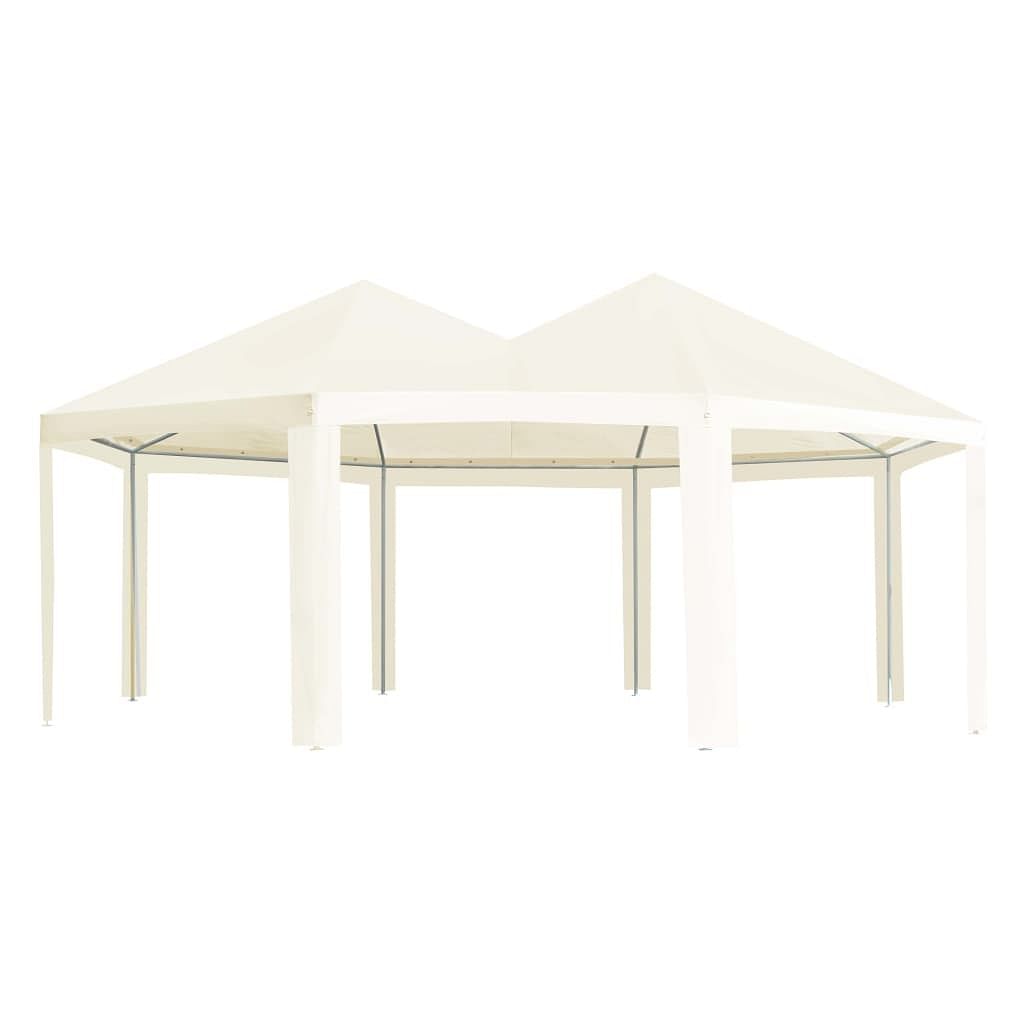 Outdoor gazebo cream pa-coated polyester, powder-coated steel large