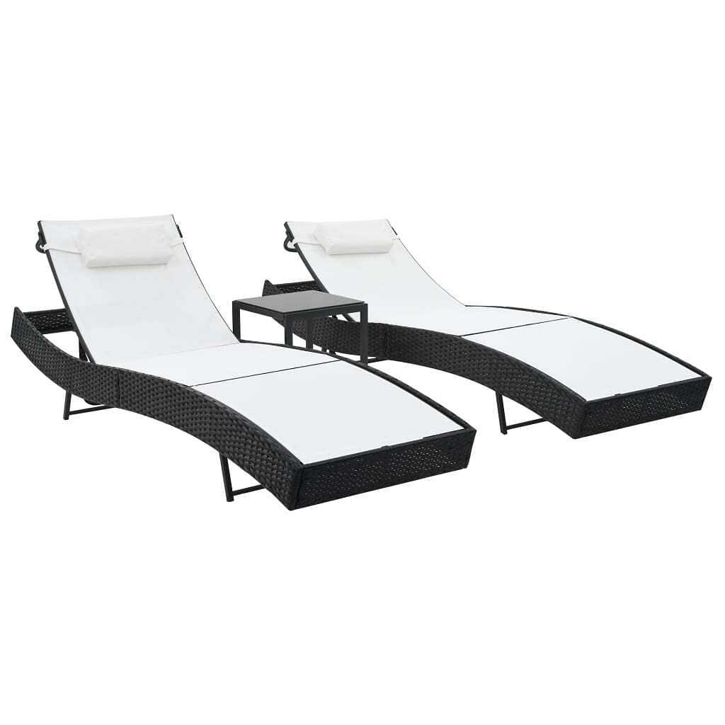 Sunlounger set of 2 black and white
