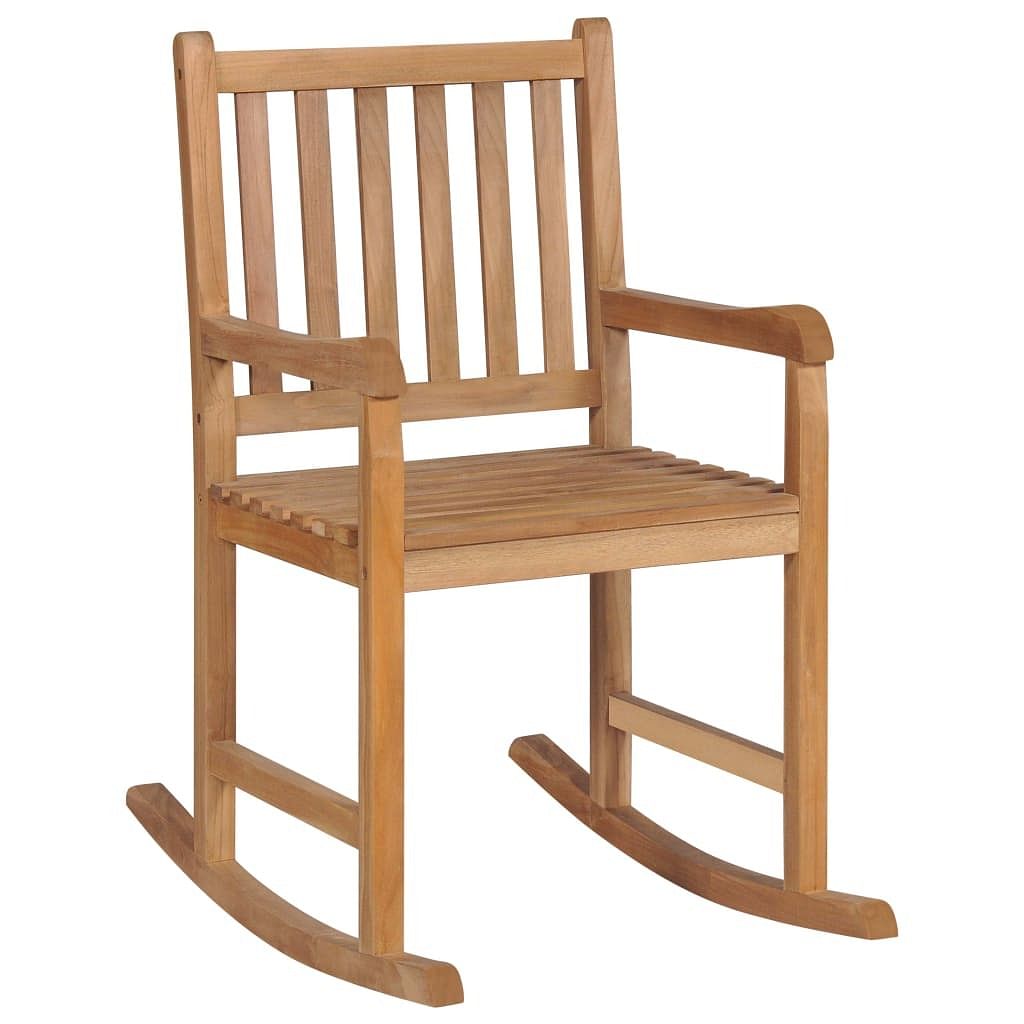 Rocking chair brown solid teak wood medium durable