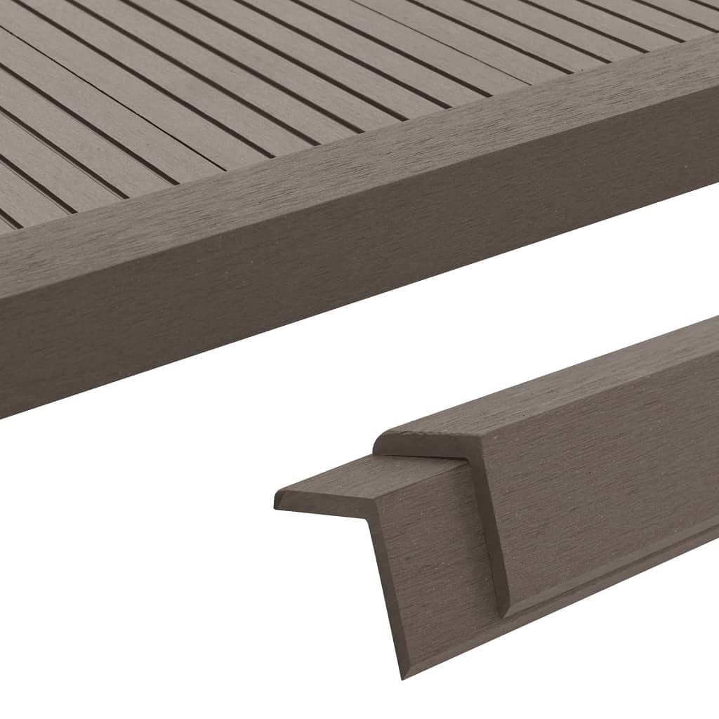 5 pcs decking angle trims wpc 66.9" dark brown