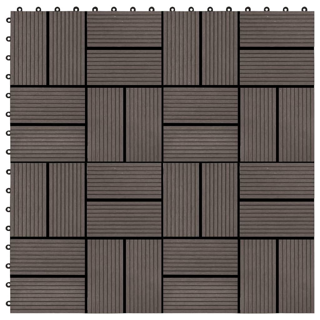 11 pcs decking tiles wpc 11.8"x11.8" 1 sqm dark brown
