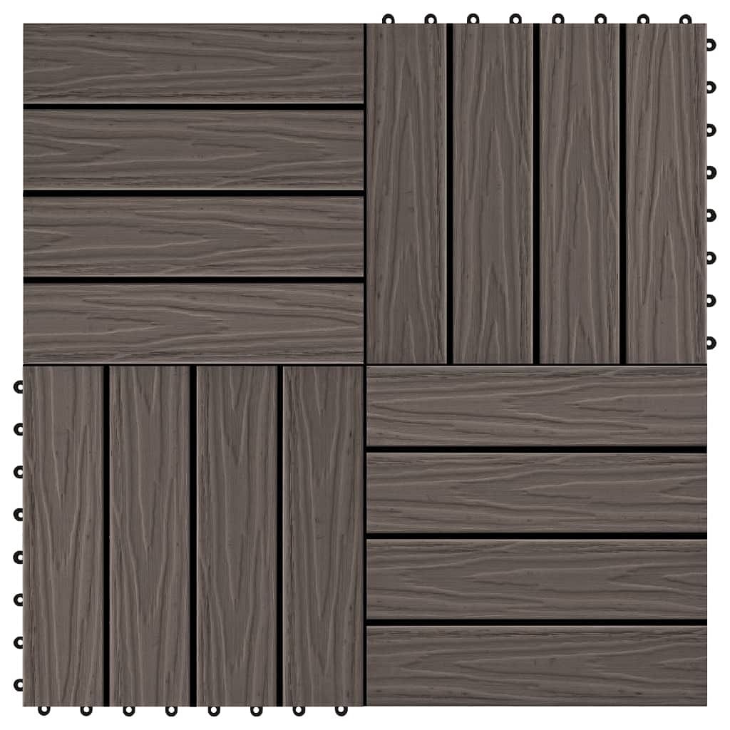 11 pcs decking tiles deep embossed wpc 11.8"x11.8" 1 sqm dark brown