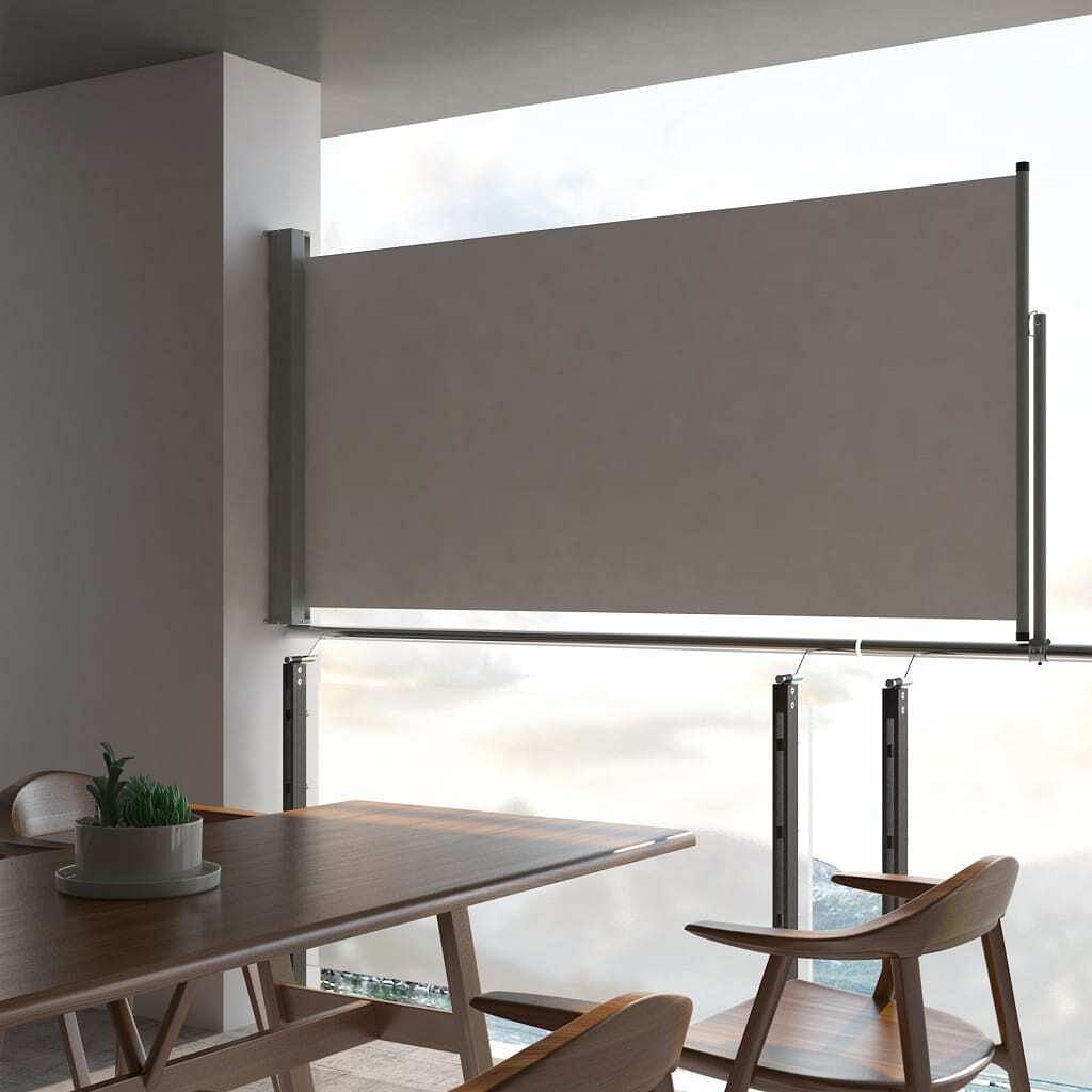 Side awning grey polyester with pu coating 47.2 x 118.1 in