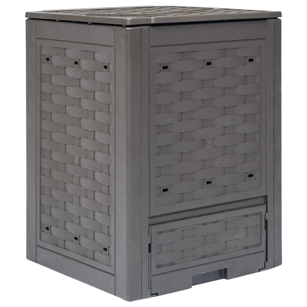 Garden composter brown plastic with rattan look medium