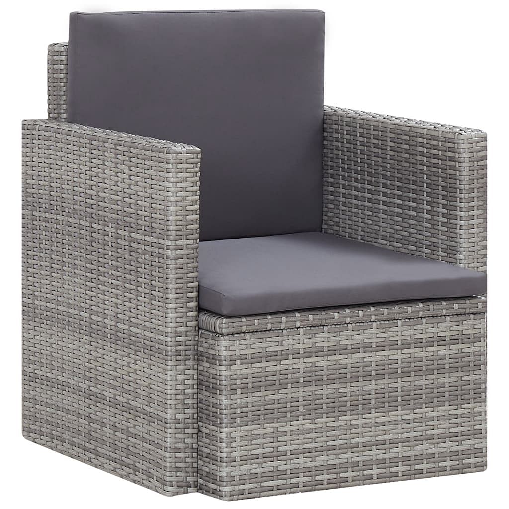 Patio armchair grey and dark grey pe rattan, steel, polyester