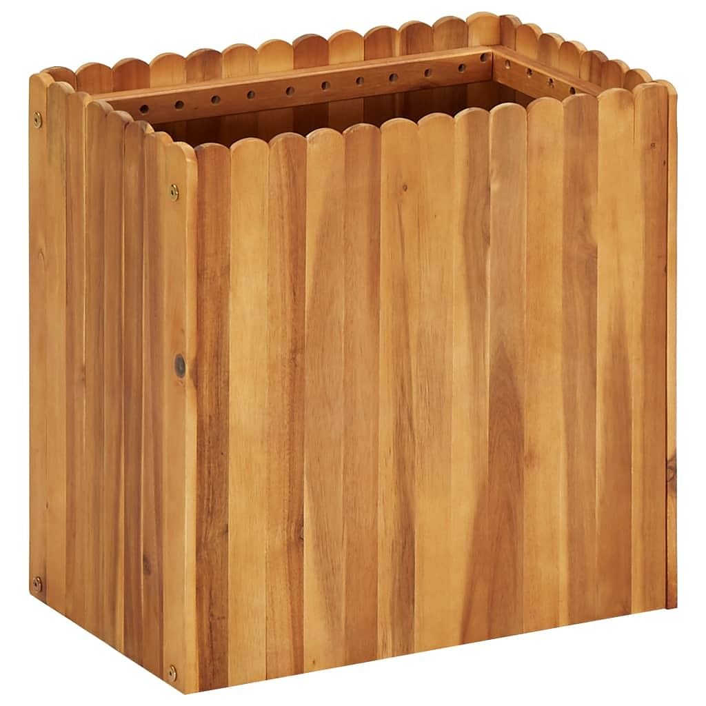 Raised bed natural wood color solid acacia wood 19.7x11.8x19.7in