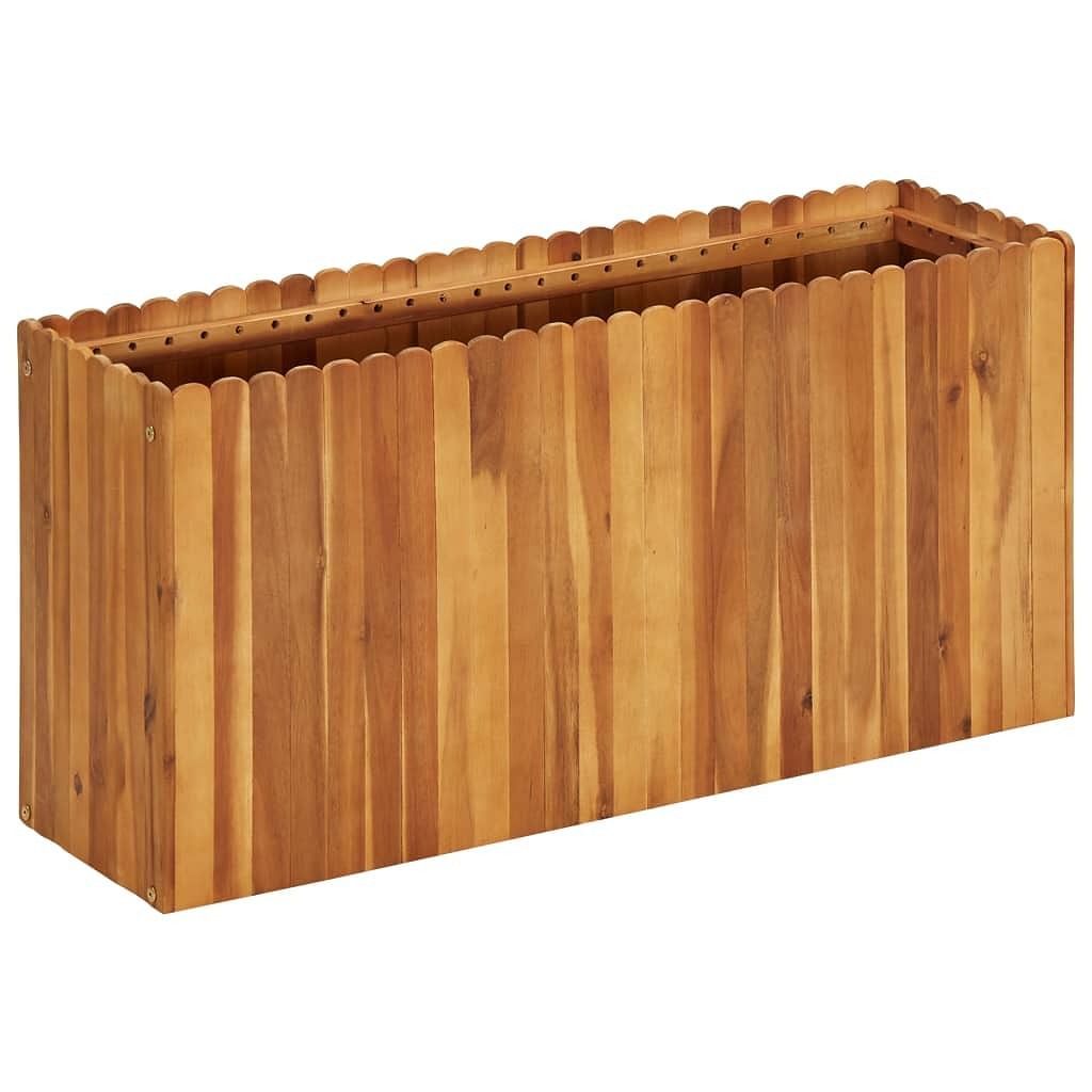 Raised bed natural wood color solid acacia wood 39.4x11.8x19.7 in