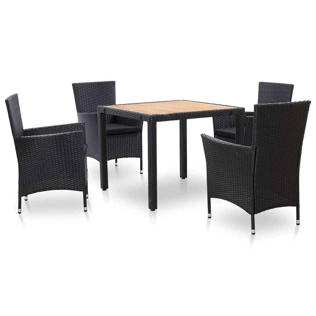Garden table and chair black and natural