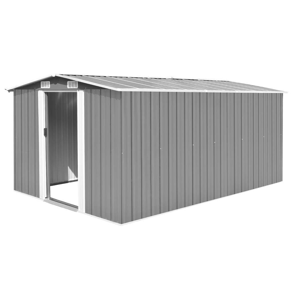 Garden shed gray galvanized steel 101.2 x 154.3 x 71.3 in