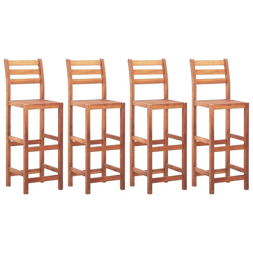 Bar chair set of 4 natural wood solid acacia wood medium