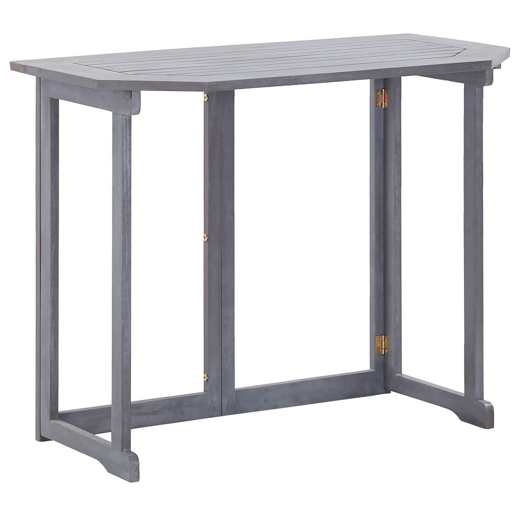 Balcony table grey solid acacia wood 35.4 x 19.7 x 29.1 in