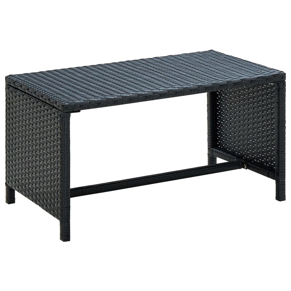 Coffee table black pe rattan, powder-coated steel