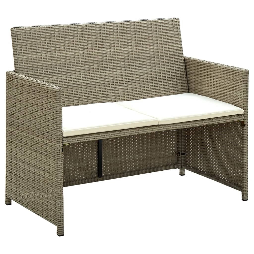 Sofa set of 2 beige poly rattan 2-seater light weight sofa