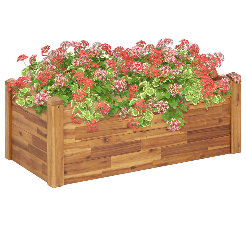 Garden raised bed natural wood color solid acacia wood