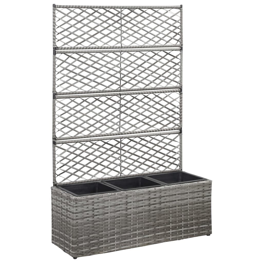 Raised bed grey poly rattan, plastic 32.7x11.8x51.2 in planters
