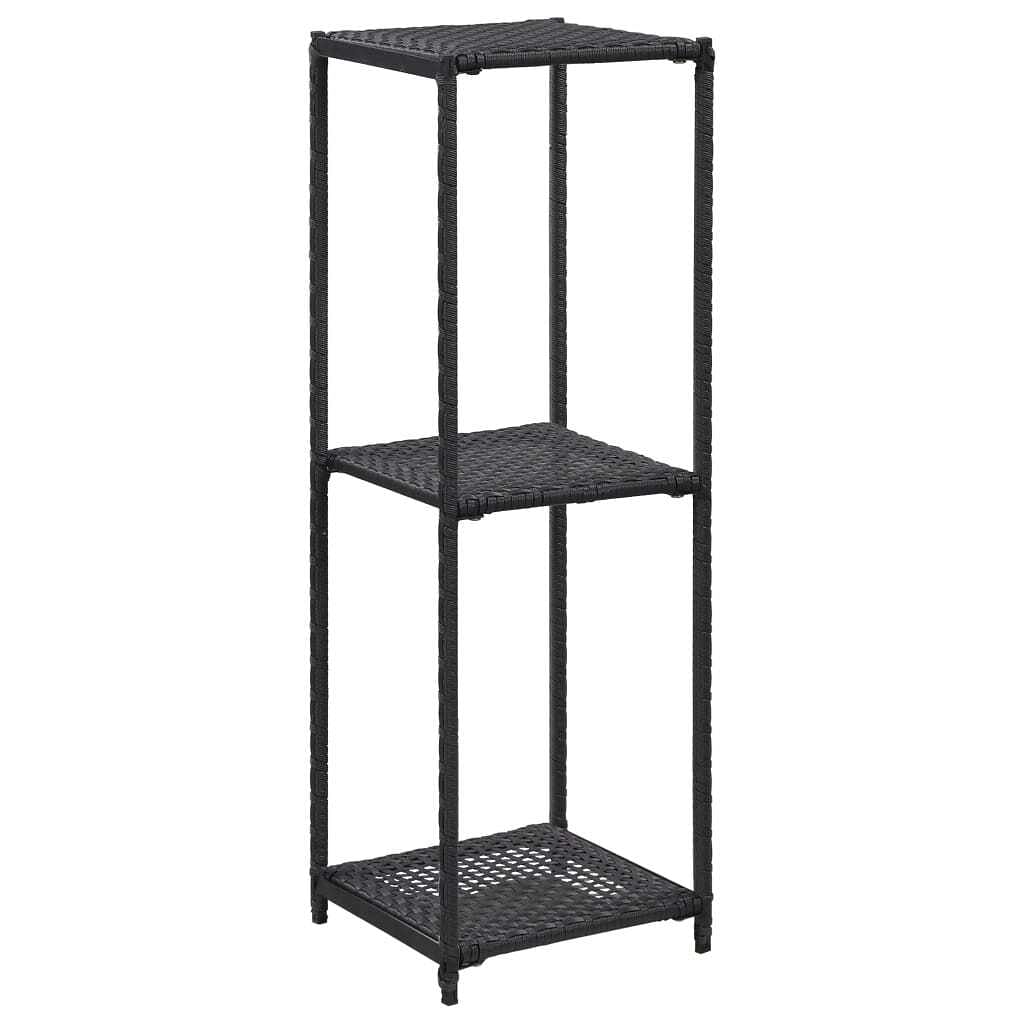 Storage shelf black poly rattan compact storage shelf square