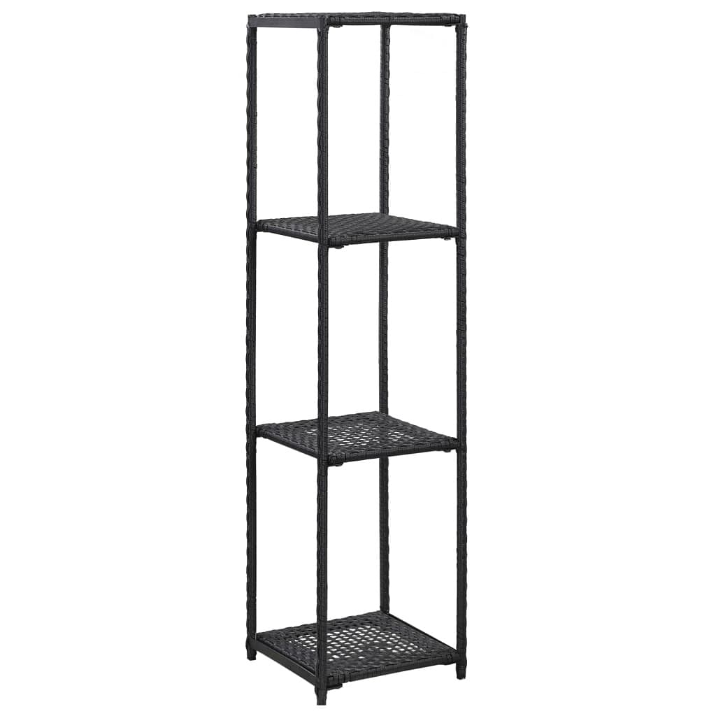 Storage shelf black poly rattan 11.8x11.8x47.2 in storage shelf