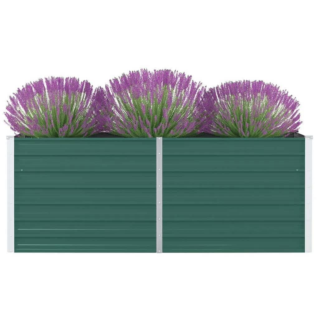 Raised garden bed green galvanized steel 63.0 x 31.5 x 17.7 in