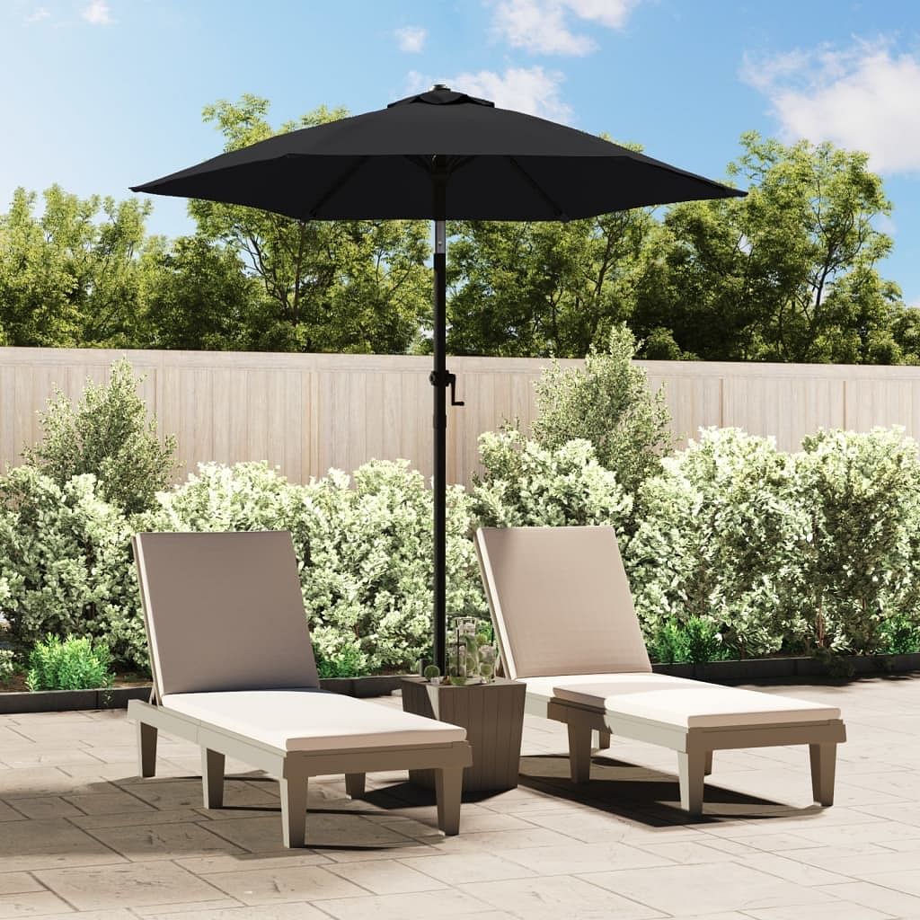 Garden parasol black and dark grey aluminum, polyester medium