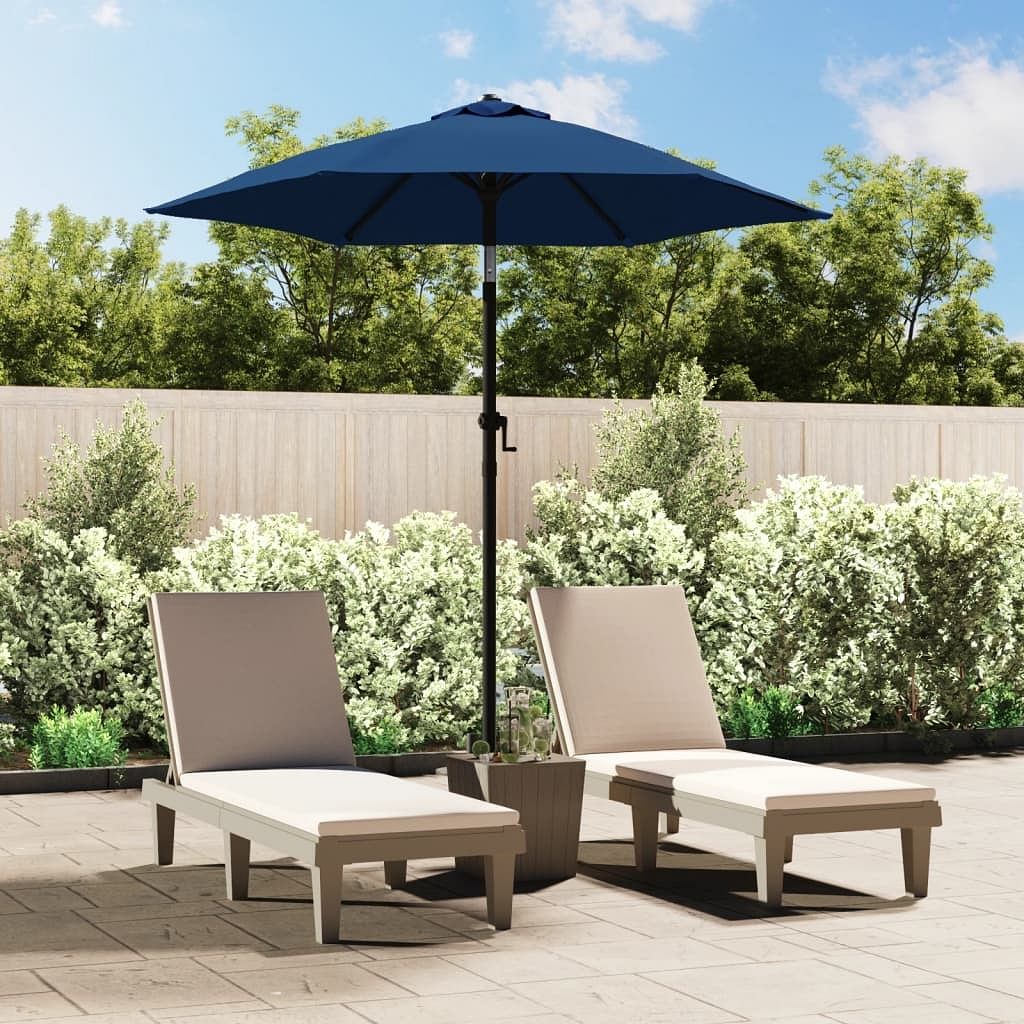 Garden parasol blue and dark grey polyester, aluminum medium