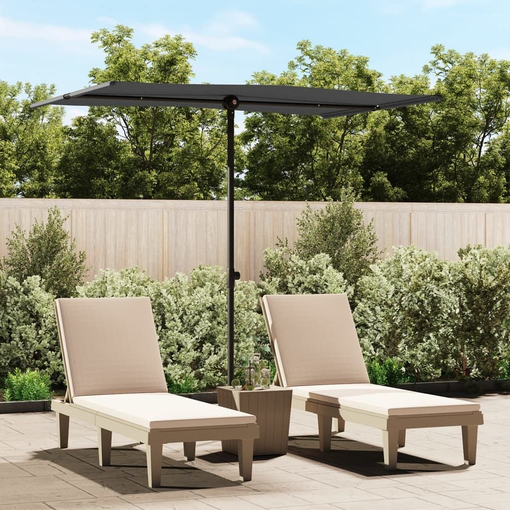 Garden parasol anthracite polyester medium height-adjustable